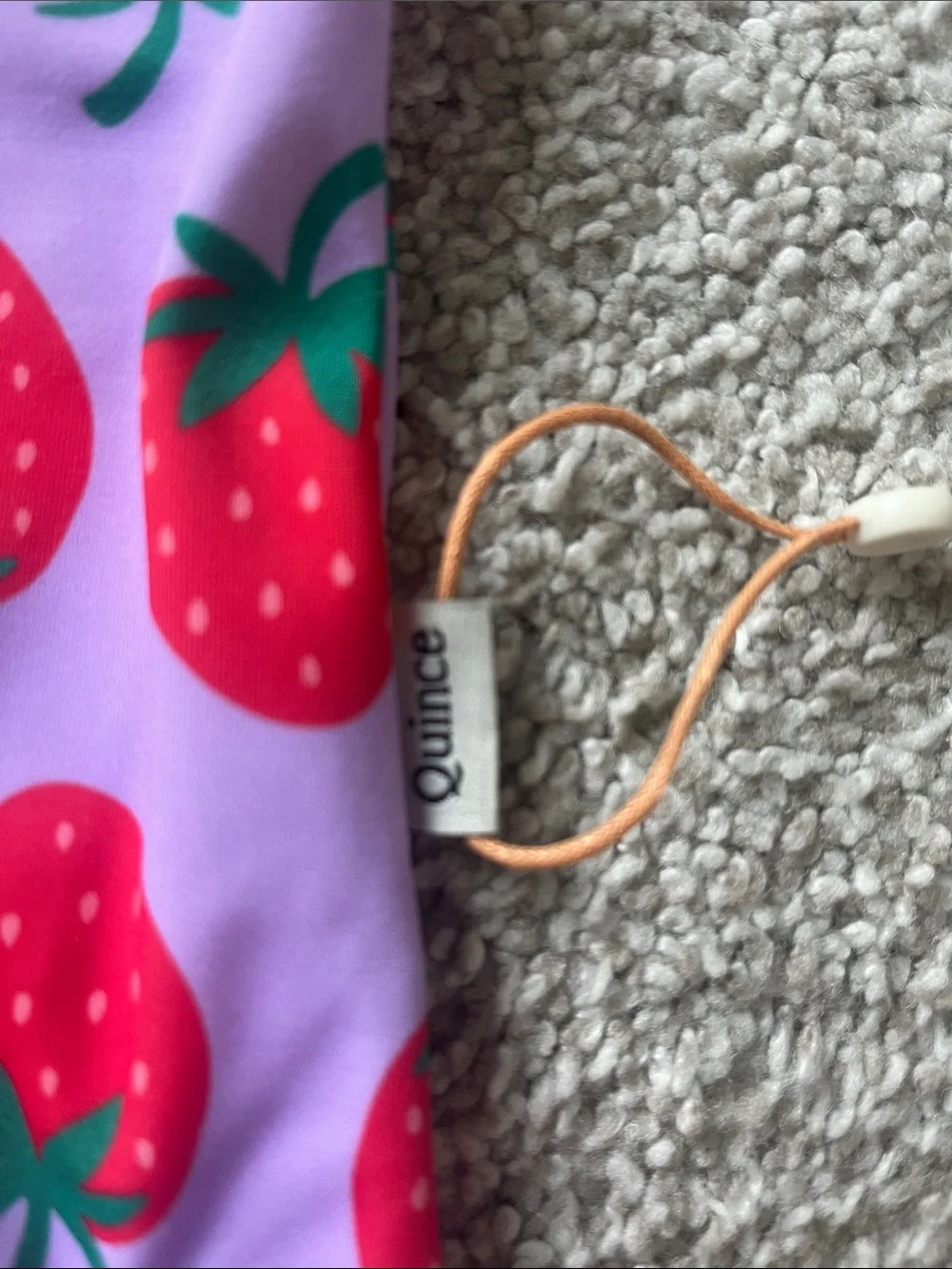 Quince Purple One-Piece Swimsuit with Red Strawberry Print